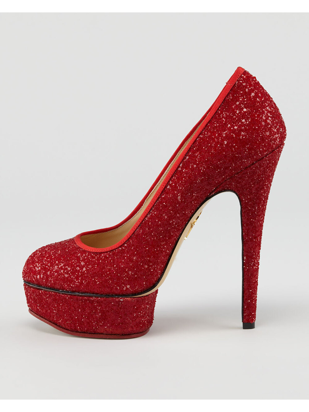 Charlotte Olympia Priscilla Glitter Platform Pump, Red Sz:38.5 Retail $945 NEW